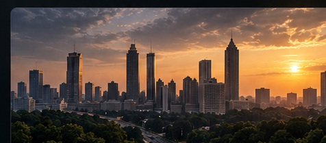 Atlanta skyline at sunset