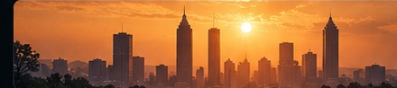 Atlanta skyline in intense orange summer sunlight